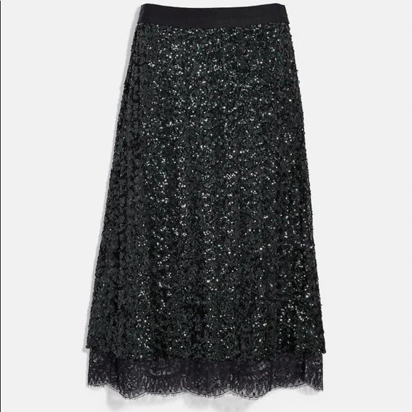 Sequined green/ black Coach skirt - NYE skirt - Picture 3 of 3